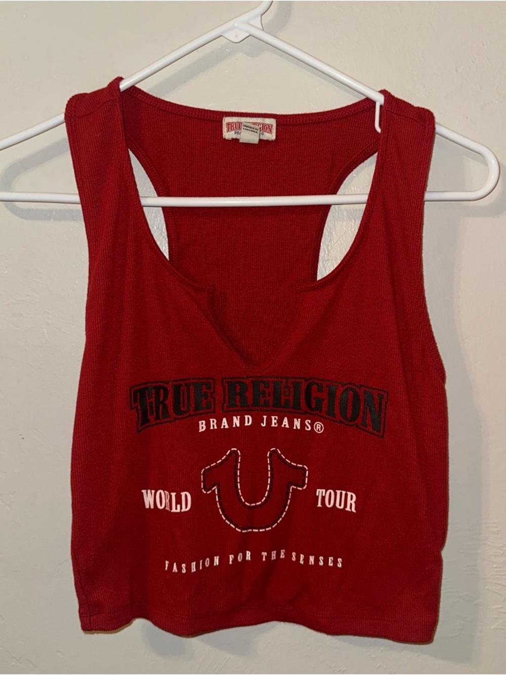 True Religion Red Graphic Racerback Tank